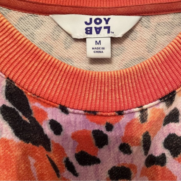 JoyLab Women's  SzM  Pink Leopard Crewneck Pullover Cropped Sweatshirt - Picture 7 of 7